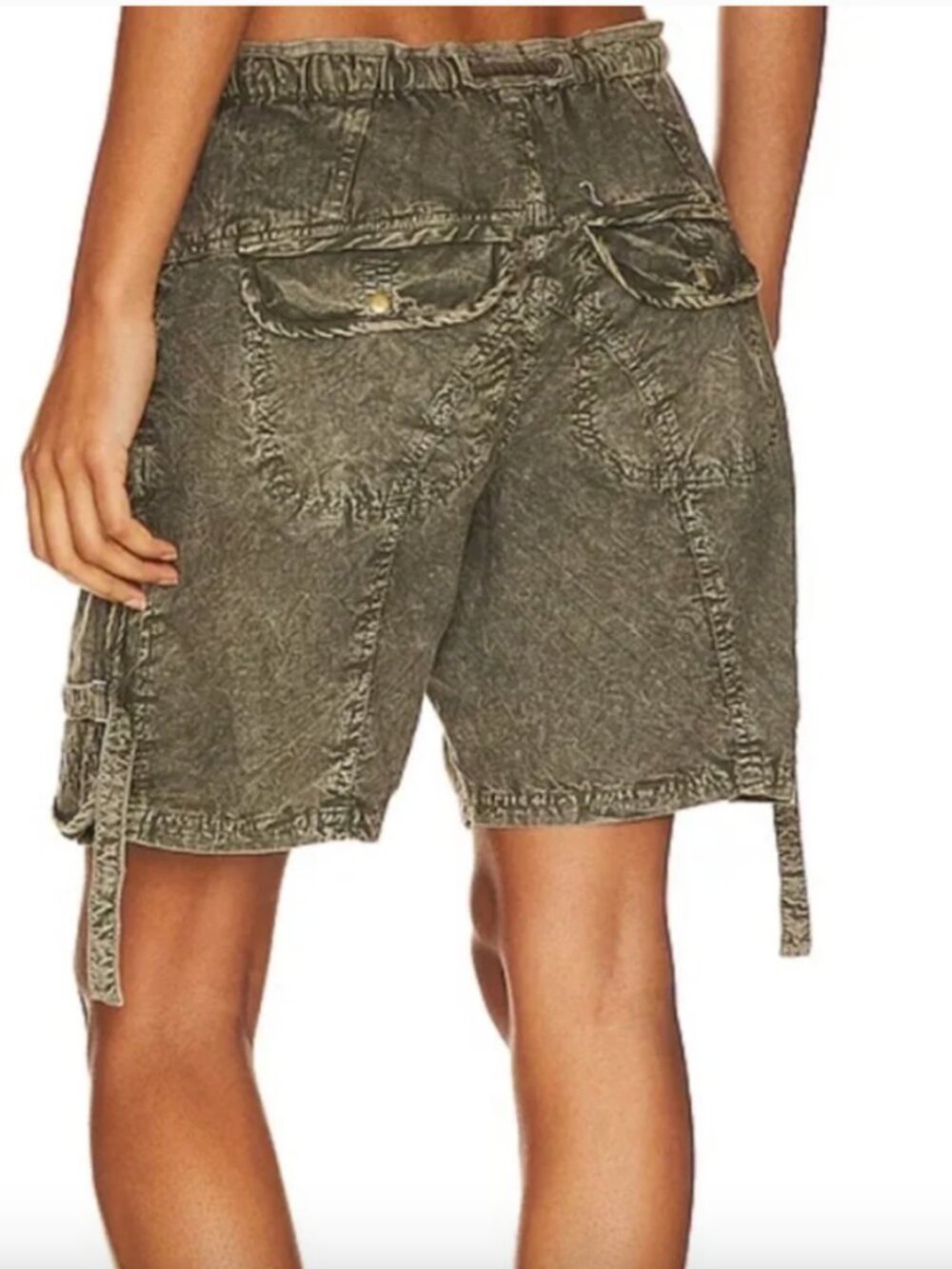 FREE PEOPLE MOON BAY GREEN COTTON PARACHUTE CARGO SHORTS MEDIUM - Picture 2 of 5
